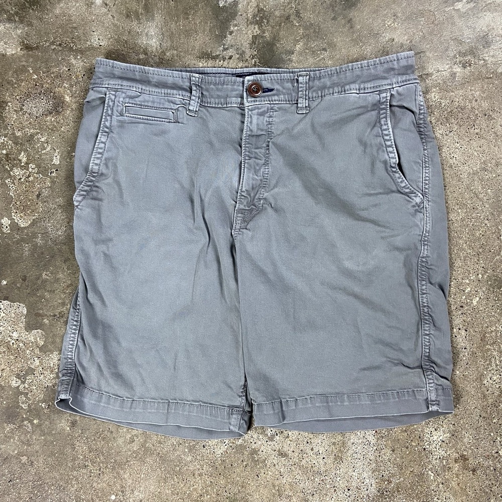 Vintage Y2K American Eagle Chino Shorts Size 34 Gray Classic Fit Active Flex